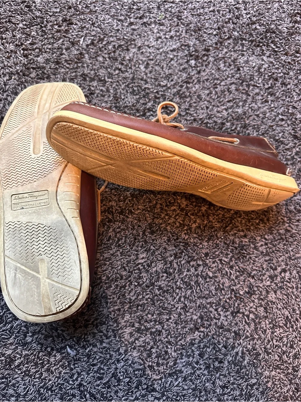 Men's Salvatore Ferragamo Brown Leather Boat Shoes